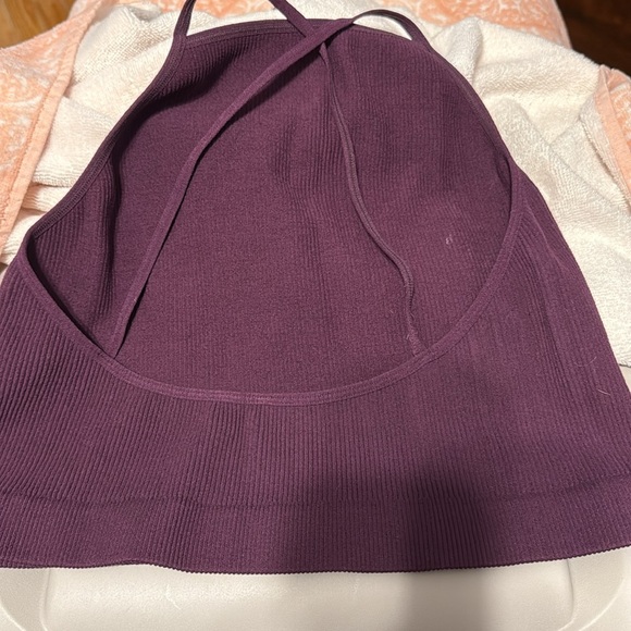 Zenana Purple Ribbed Halter Top - Picture 2 of 3